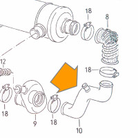 T3 buis tussen luchtiflter en Turbo, JX motor 068129630D 5