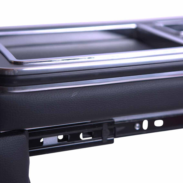 QSULNN Middenconsole met planken, opbergvak, compatibel met VW T5 T6 T6.1 2003-2019, zwart glanzend leer accessoires voor enkele stoelen voor