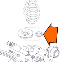 T4 afdekap schroefveer achter onderaan  orig. VW, 7D0511143 