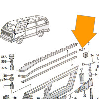 T25 End cap for trim above sliding door, left, OEM partnr. 2