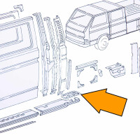 T25 striker plate c-pillar outside single crew cab, orig. VW