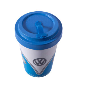 Type2 Split Blue Volkswagen Campervan Bamboo Travel Mug Blue