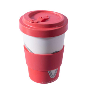 Type2 Split Blue Volkswagen Campervan Bamboo Travel Mug Red