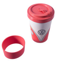 Type2 Split Blue Volkswagen Campervan Bamboo Travel Mug Red 