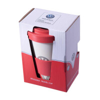 Type2 Split Blue Volkswagen Campervan Bamboo Travel Mug Red 