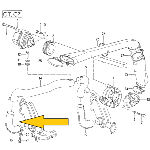 T3 verwarmingspijp links CT/CZ 1600cc 070256331