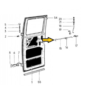 T2 crewcab cargo door lock pull rod 265-841-615-A