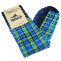 Westfalia-Style 70s Bus Plaid Socks (Blue) 2