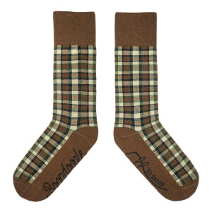 Westfalia-Style 70s Bus Plaid Socks (Brown)