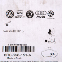 Audi Q5 8R Bremsbeläge vorne Volkswagen Originalteil Ve