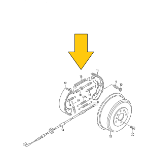 T4 terugtrekveer rem achter orig.VW 701609707 1991-1996