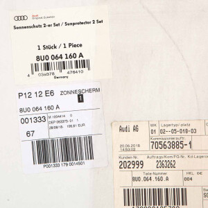 Audi Q3 sun protection set Volkswagen Genuine part no....