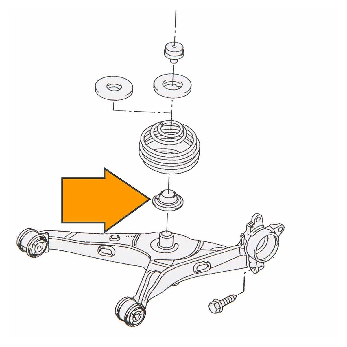 T5 T6 Lower Rear Coil Spring Mount, OEM partnr. 7H0511150 B, 11,50