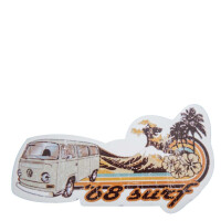 Sticker ´68 surf with type2 bay bus and palm trees. Vi