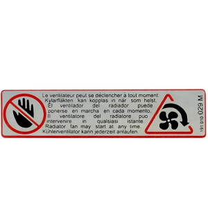 T3 sticker koelventilator waarschuwing 191010029M