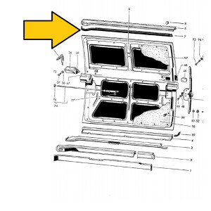 T1 afdekking schuifdeurrail boven links RHD NOS 244843191