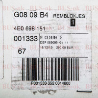 Audi A8 D3 VW Phaeton Bremsbeläge NEU/OVP Verglnr. 4E06