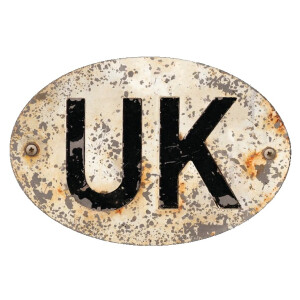 Magnetic UK badge - Patinad Black, White, Silver 180x120mm