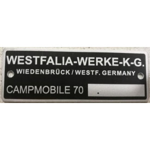 Westfalia campmobile 70 ID-tag