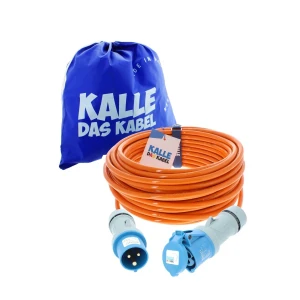 Extension cable with CEE camping plug and coupling blue...