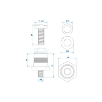 Battery terminal set (+) and (-) brass thread M8 with screw 
