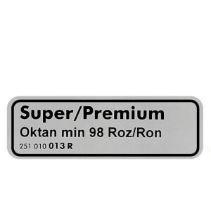 T3 sticker `Super Premium 98 roz/ron` brandstof
