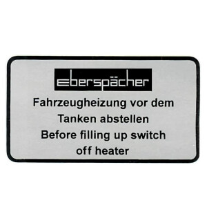 Sticker Eberspächer tank waarschuwing