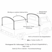 Steel hoop set for VW T2 Split/Bay pick-up (single & dou