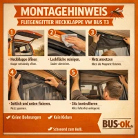 T3 Magnetische Fliegengitter schwarz für die Heckklappe