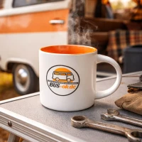 BUS-ok Coffee Mug with Bulli Logo – VW Bus Fan Mug Cer