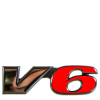 T4 Schriftzug V6 vorne Chrom/rote 6 , orig. VW, 7.95 - 2003 
