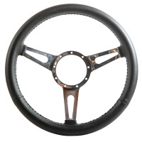 T1 T2 Lederlenkrad schwarz, 380mm, 9 Loch Befestigung Alu po