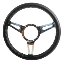 T1 T2 Lederlenkrad schwarz, 380mm, 9 Loch Befestigung Alu po