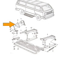 T25 base on sliding door reinforcer, orig. VW, OEM partnr. 2