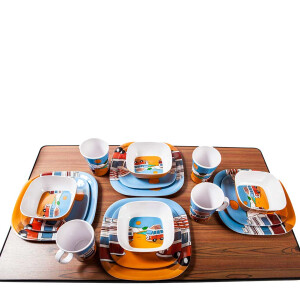 Campervan print melamine dining set