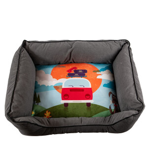 Dog/Cat Bed Medium with funny bus Medium 60cm x 40cm