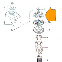 T5 T6 Suspension strut mount, without ball bearing, 2003 and