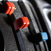 Type2 Bay Window Set Heater lever red and blue,  BUS-ok Excl